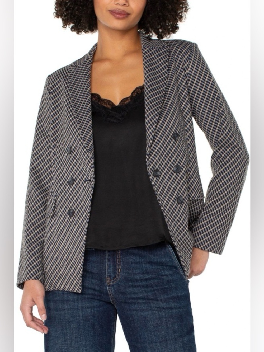 Liverpool Los Angeles Faux Double Breasted Blazer Navy Medium NWT